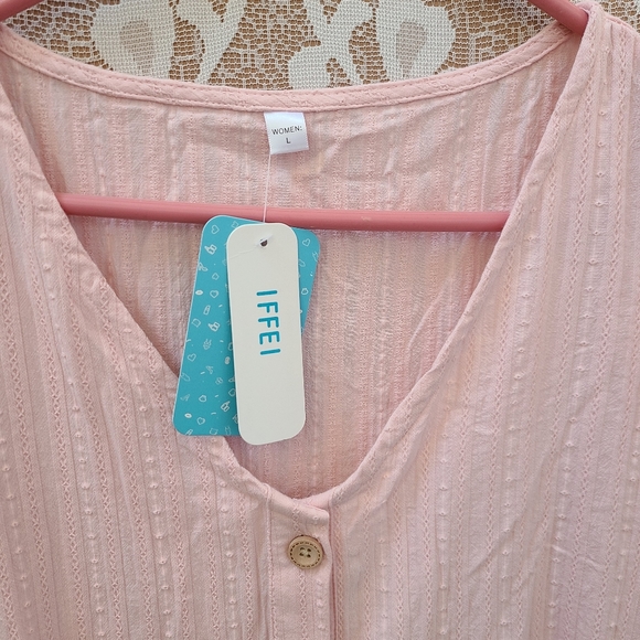 Upcycled Strawberry Shortcake Pink Ruffle Dress POCKETS Size Large NWT - Picture 5 of 8